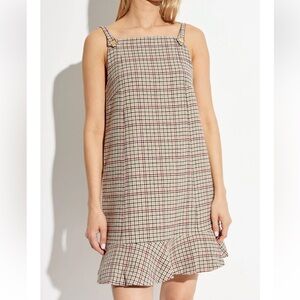 GANNI / Check Wool Mix Mini Dress | Tiger's Eye. Size-36